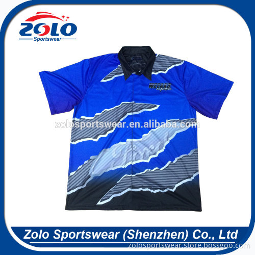Cheap Cool Dry Men's Full Button Sublimation Custom Racing Pit Crew Shirts